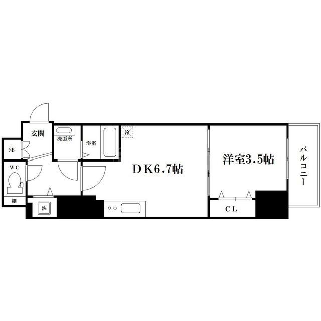 LC堀江公園(1DK/11階)の間取り写真