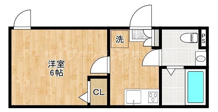 べルテイン関原(1K/3階)の間取り写真