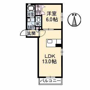 ラ・ヴィータ平井(1LDK/2階)の間取り写真