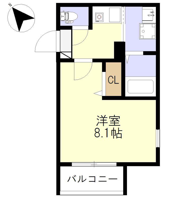 MELDIA椥辻(1K/3階)の間取り写真