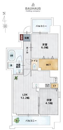 BAUHAUS鶴見公園 NO.33(2LDK/5階)の間取り写真