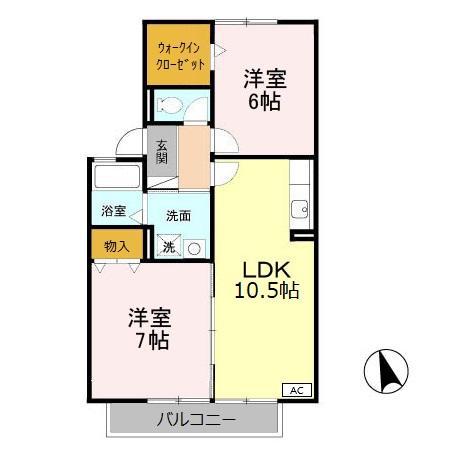 レジデンスラグラシューズ(2LDK/2階)の間取り写真