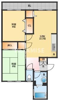 高島第2ビル(2LDK/4階)の間取り写真