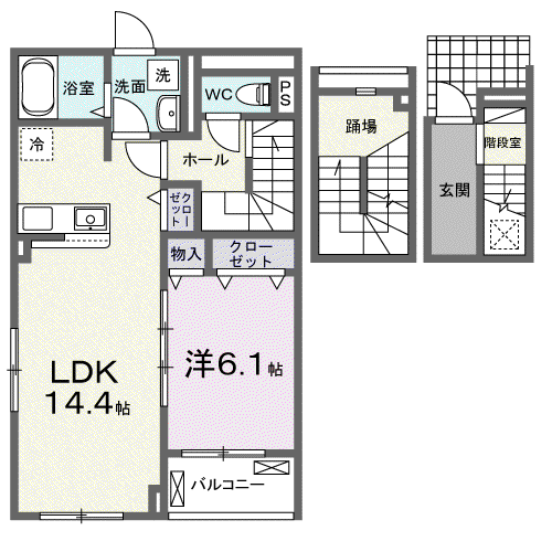 アールズハイムII(1LDK/3階)の間取り写真