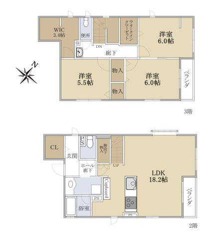 ベルジェ(3LDK/2階)の間取り写真