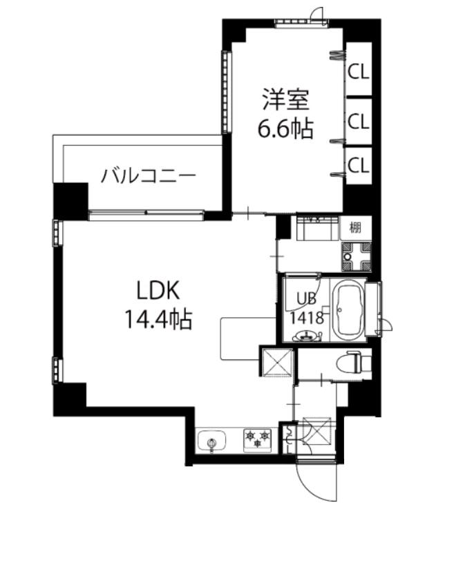 B-PROUD天満橋(1LDK/4階)の間取り写真