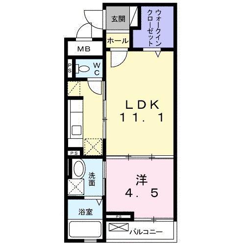 オアシス・F(1LDK/2階)の間取り写真