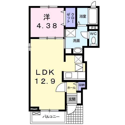 マ・メゾンIII(1LDK/1階)の間取り写真