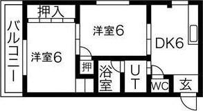 ラフィーネ三国(2DK/3階)の間取り写真