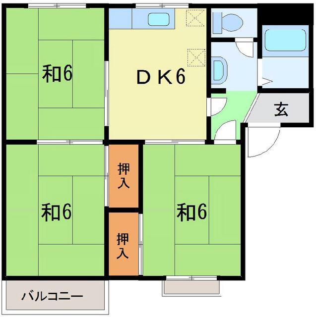 フレグランスおおかわB(3DK/2階)の間取り写真