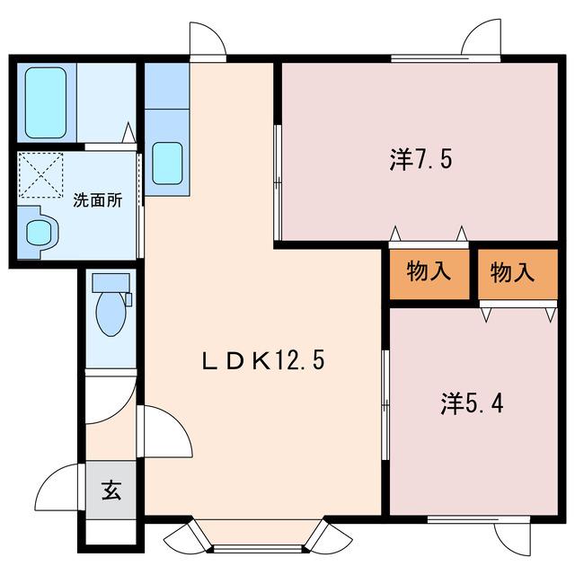 ノーザンベル(2LDK/1階)の間取り写真