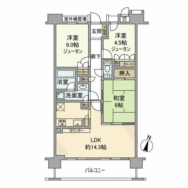 ライオンズプラザ平塚見附町(3LDK/5階)の間取り写真