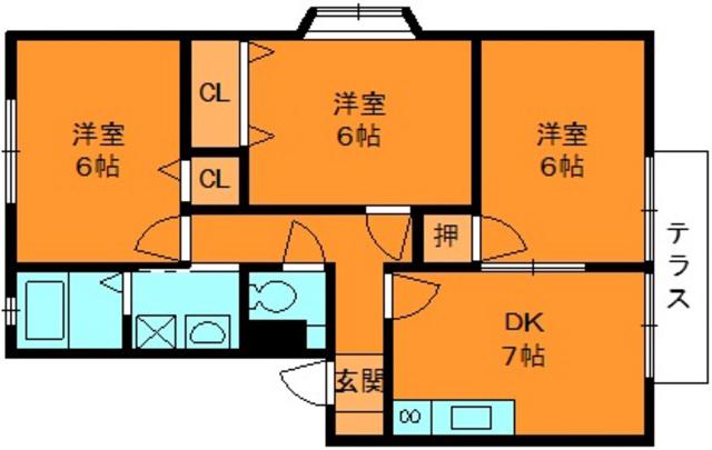 シャルマン二番館(3DK/2階)の間取り写真