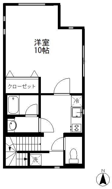 わかばミドリ(1K/2階)の間取り写真