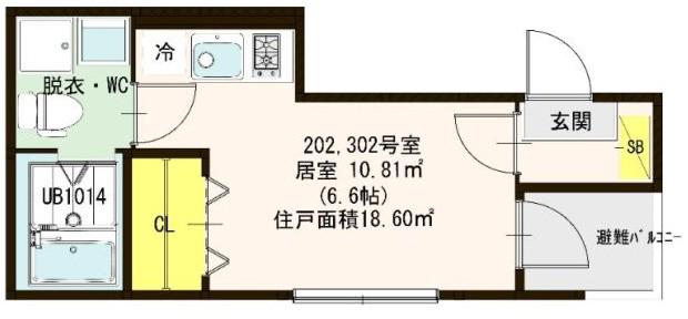 都営新宿線 大島駅(東京) 徒歩7分 3階建 築8年(1K/2階)の間取り写真