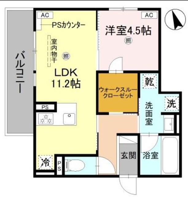 メゾンルル赤川(1LDK/3階)の間取り写真