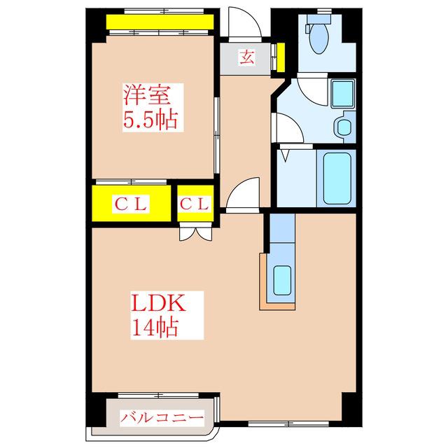 ロイヤルシティ見次(1LDK/6階)の間取り写真