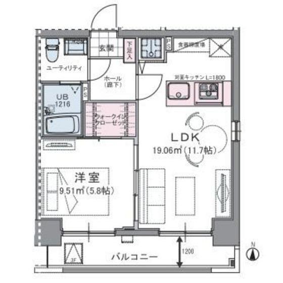プログレス中野新橋(1LDK/4階)の間取り写真