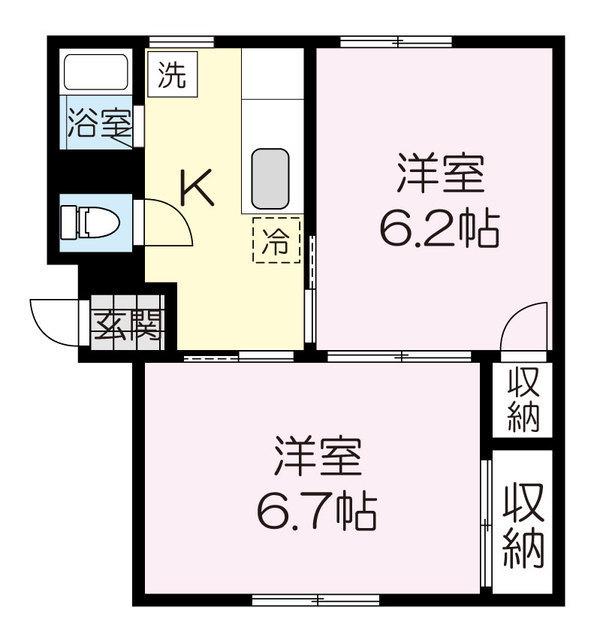ベルハイム S(2K/2階)の間取り写真