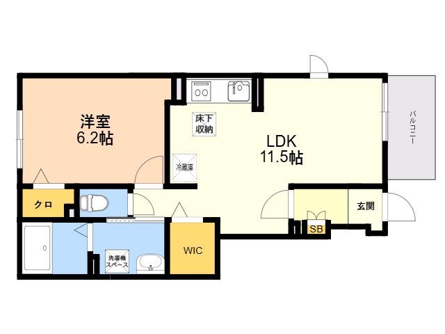 ベルデュールⅠ(1LDK/1階)の間取り写真