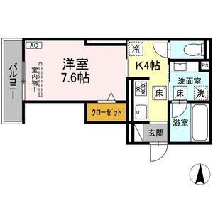 RAUM Y(1K/1階)の間取り写真
