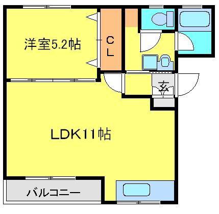 マンション富士(1LDK/2階)の間取り写真