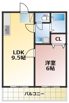 アミーゴ長嶺(1LDK/1階)の間取り写真