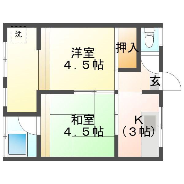 第一林アパート(2K/2階)の間取り写真