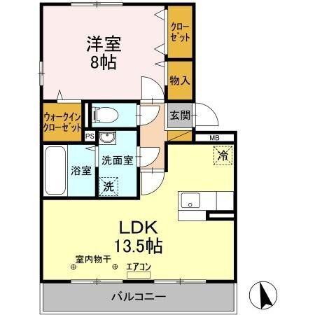 ベルヴィラージュB(1LDK/3階)の間取り写真