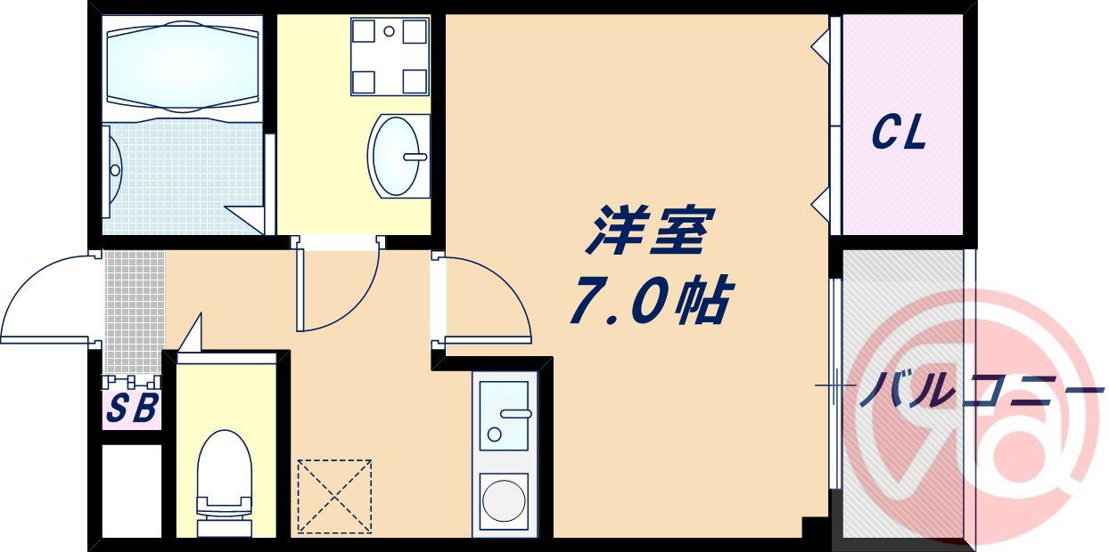 アハトハイクレジデンス南住吉(1K/1階)の間取り写真