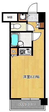トーカン久留米駅東IIキャステール(ワンルーム/8階)の間取り写真