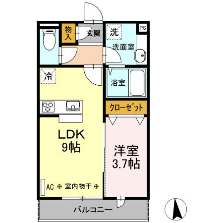 CASALACERO-カーサラーチェロ-(1LDK/3階)の間取り写真