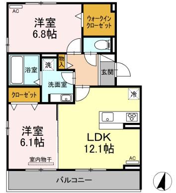 アート旭(2LDK/3階)の間取り写真
