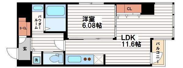 YS大手通(1LDK/8階)の間取り写真