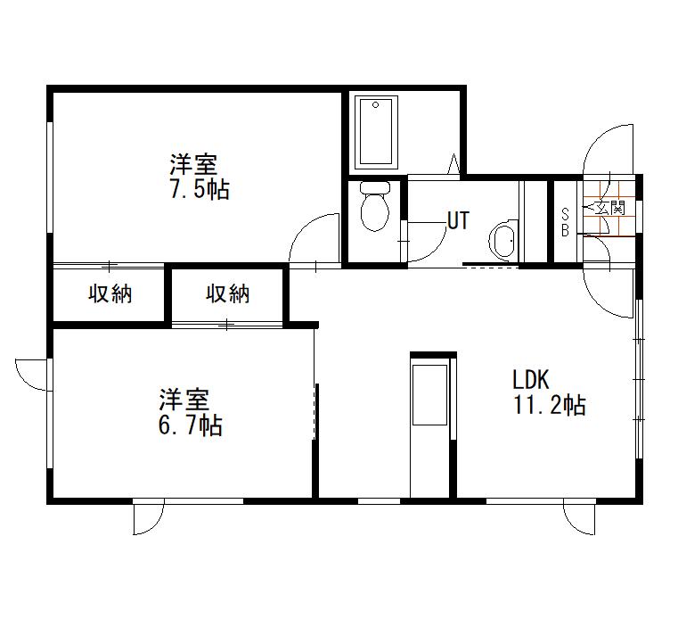 ルームス(2LDK/1階)の間取り写真