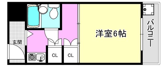 レナジア南摂津(1K/2階)の間取り写真