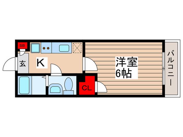 フラワーロード北小金(1K/2階)の間取り写真