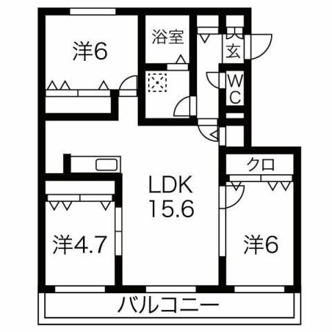 MAJESTY RESIDENCE MIYANOSAWA(3LDK/4階)の間取り写真