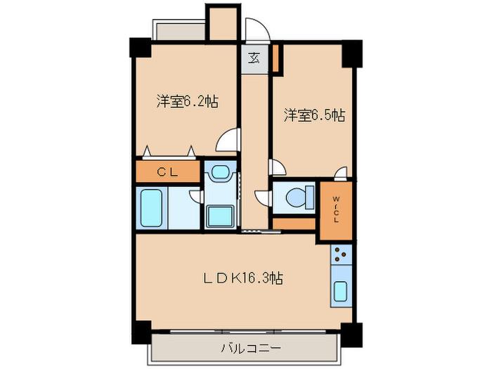 アリウム南草津(2LDK/2階)の間取り写真