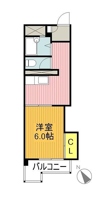 マンション植田(1DK/5階)の間取り写真