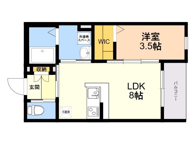 ROBOT HOME 大橋(1LDK/1階)の間取り写真