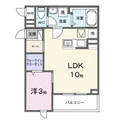 ヒカルサ志木(1LDK/1階)の間取り写真