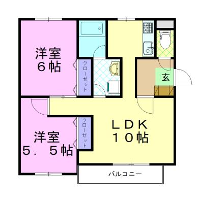 すずらんVI(2LDK/1階)の間取り写真