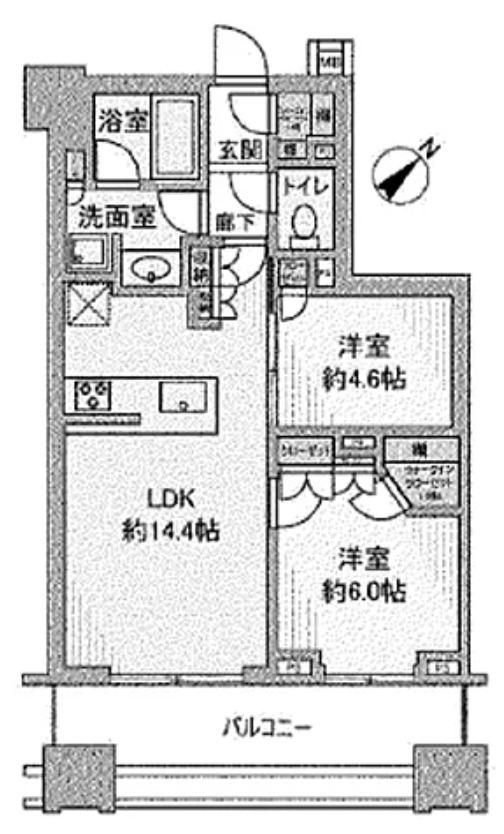 ウェリス茅場町(2LDK/10階)の間取り写真