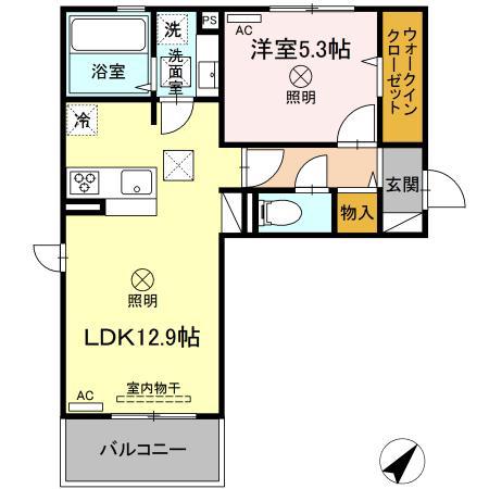 GLANZ.KII(1LDK/1階)の間取り写真