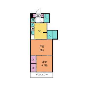 クレスト連坊(2DK/5階)の間取り写真