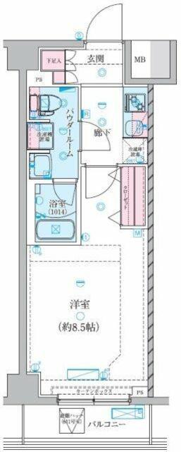 GENOVIA川崎鈴木町SKYGARDEN(1K/1階)の間取り写真