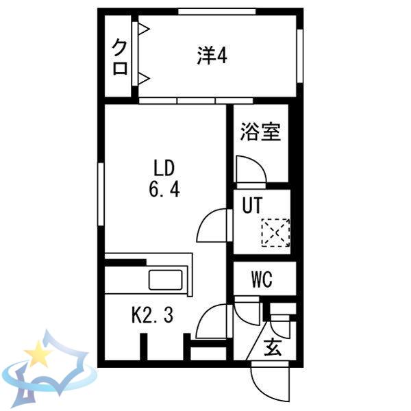 FLANDRE桑園(1LDK/3階)の間取り写真