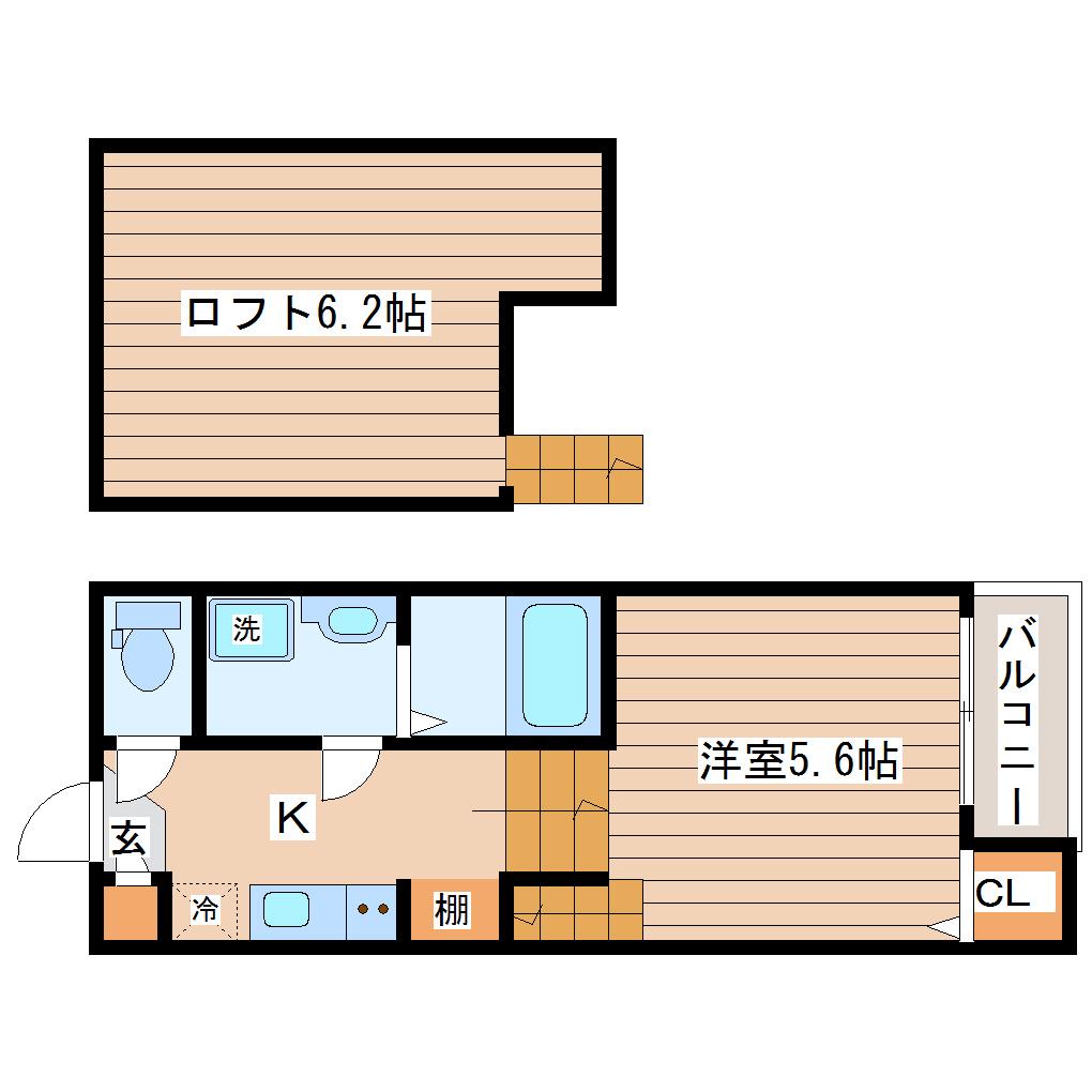 クレマチス(1K/1階)の間取り写真