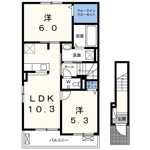 イリーデ(2LDK/2階)の間取り写真